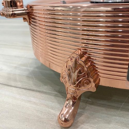Bộ nồi hâm nóng thức ăn sang trọng, kèm nồi–nắp inox bền bỉ, giữ nhiệt tốt – Phụ kiện buffet cao cấp của Song Quán.