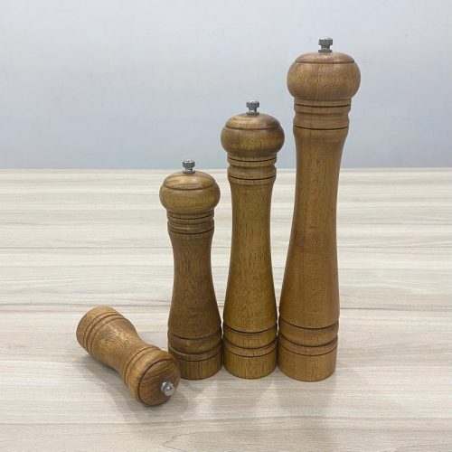Cối xay tiêu 195051 bằng gỗ tự nhiên, dụng cụ xay tiêu cổ điển cho bàn ăn, nhà hàng và khách sạn.