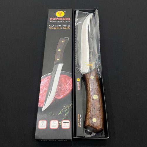 Dao có vân khía đen cán gỗ PRO-62 – lưỡi dao inox chống dính, cán gỗ chắc tay, thiết kế tinh tế cho bếp chuyên nghiệp.
