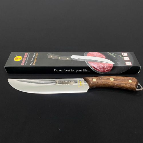 Dao có vân khía đen cán gỗ PRO-63 – lưỡi dao inox chống dính, cán gỗ tự nhiên, thiết kế tinh tế phù hợp cho bếp nhà hàng và gia đình.