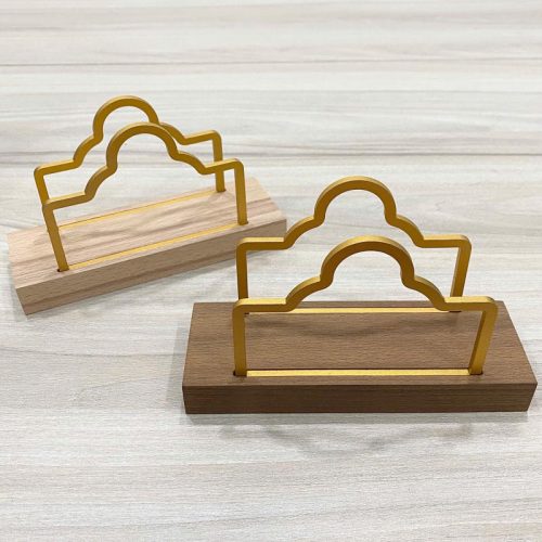 Giá treo khăn giấy TTH06-1 hình mây nhỏ bằng gỗ màu đậm và kim loại vàng