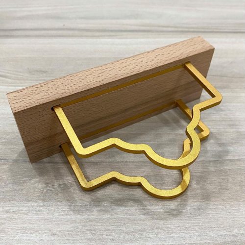 Giá treo khăn giấy TTH06 hình mây nhỏ bằng gỗ và kim loại vàng
