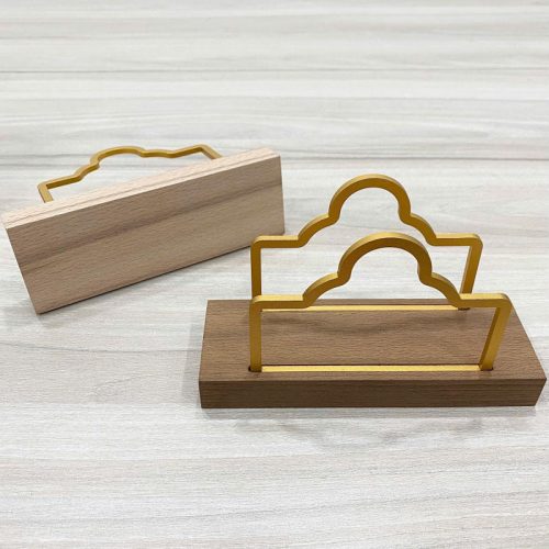 Giá treo khăn giấy TTH06 hình mây nhỏ bằng gỗ và kim loại vàng