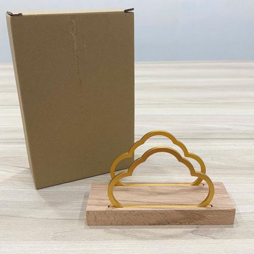 Giá treo khăn giấy TTH07 hình mây bằng gỗ và kim loại vàng