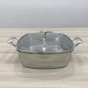 Nồi vuông inox bóng nắp kính 28cm SKU 110712 – nồi inox cao cấp, sáng bóng, giữ nhiệt tốt, phù hợp cho bếp nhà hàng và gia đình.