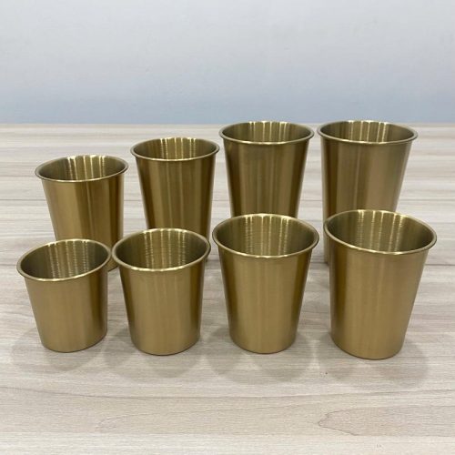 Ly 1 lớp inox 304 cuốn miệng cao cấp màu vàng DCB600G