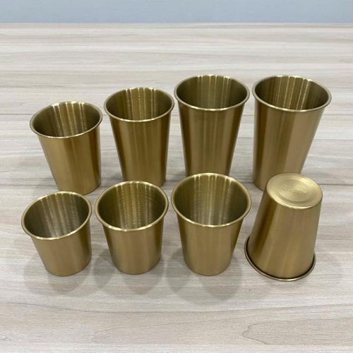 Ly 1 lớp inox 304 cuốn miệng cao cấp màu vàng DCB260G