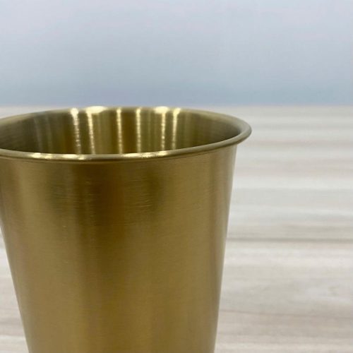 Ly 1 lớp inox 304 cuốn miệng cao cấp màu vàng DCB300G