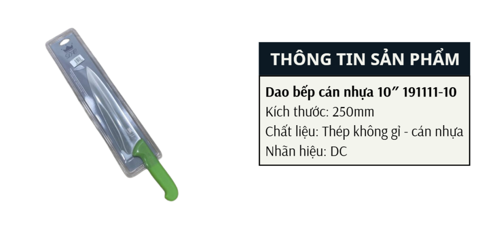 SONG QUÁN GIỚI THIỆU DAO BẾP CÁN NHỰA 10" ĐẾN TỪ DC: LƯỠI SẮC, CẮT GỌN, PHỤC VỤ MỌI GIAN BẾP CHUYÊN NGHIỆP 2 image