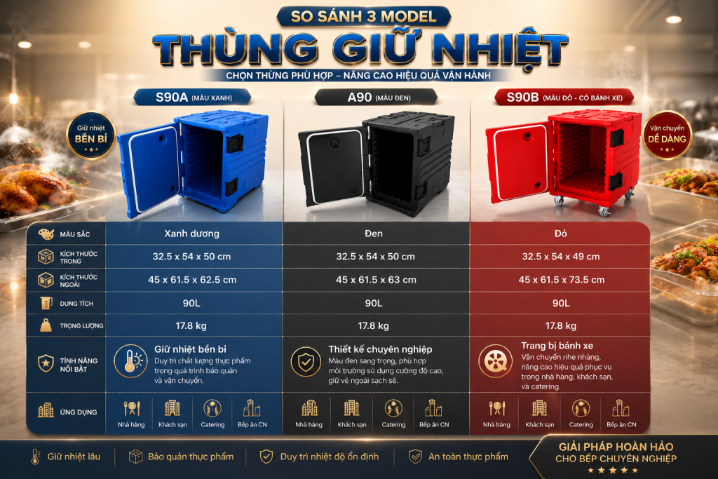 So sánh thùng giữ nhiệt Song Quán S90A S90B A90 