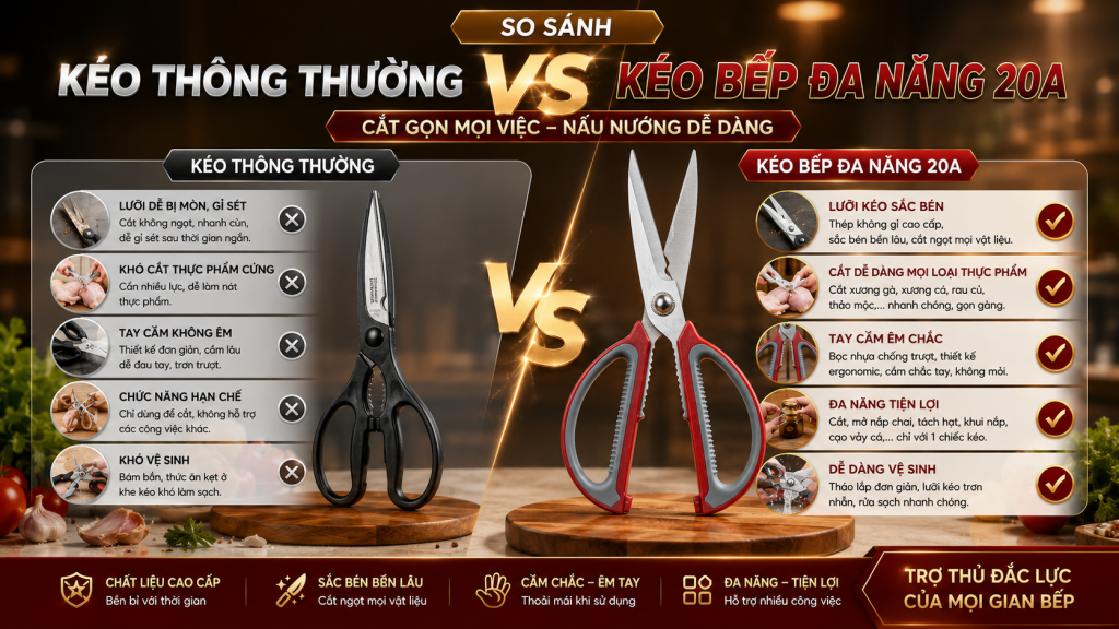 Kéo bếp đa năng 20A hỗ trợ tối ưu quy trình sơ chế 
