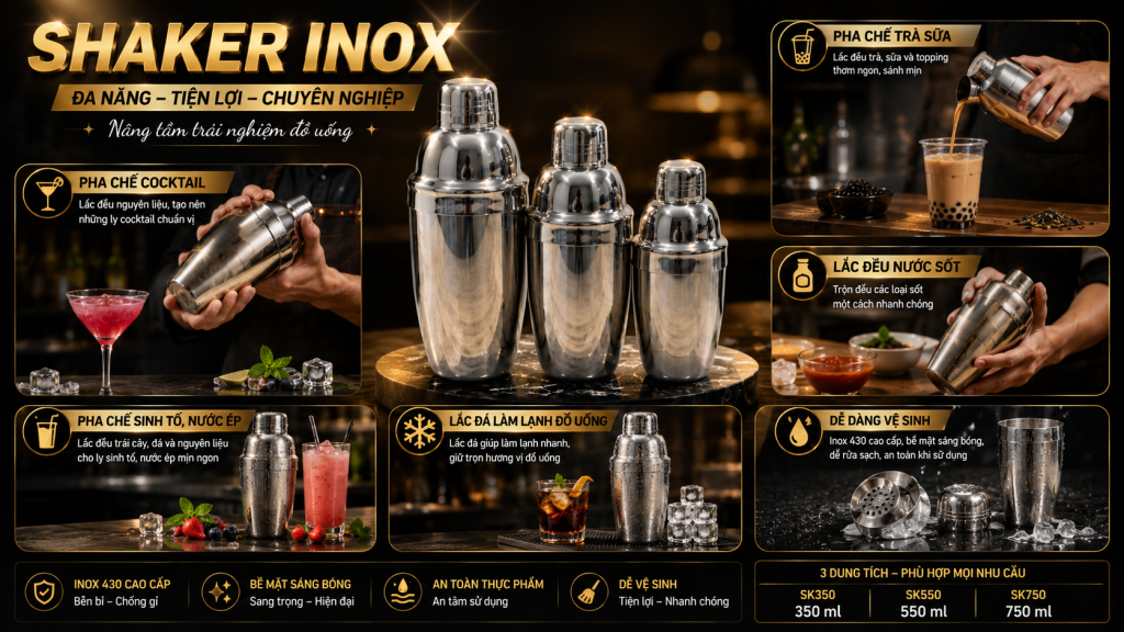 SHAKER INOX SONG QUÁN PHÙ HỢP VỚI QUÁ CÀ PHÊ, COCKTAIL VÀ CÁC QUÁN TRÀ SỮA 7 image 36