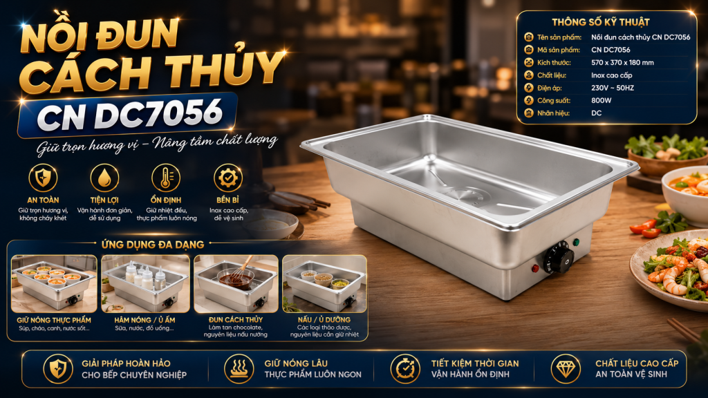 VÌ SAO NỒI ĐUN CÁCH THUỶ TẠI SONG QUÁN ĐƯỢC NHIỀU NHÀ HÀNG LỰA CHỌN 5 (Ứng dụng nồi đun cách thủy CN DC7056 trong quầy buffet, nhà hàng, khách sạn và bếp ăn công nghiệp. )