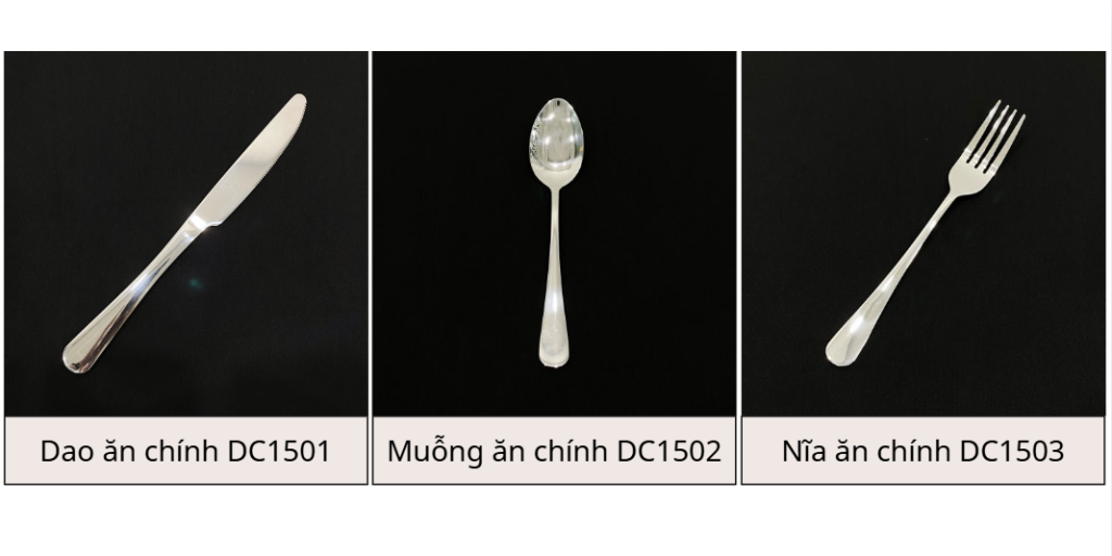 VÌ SAO BỘ DAO MUỖNG NĨA ĂN CHÍNH TẠI SONG QUÁN ĐƯỢC NHIỀU NHÀ HÀNG - KHÁCH SẠN ƯA CHUỘNG 4 (bộ dao muỗng nĩa ăn chính DC Song Quán được sản xuất từ inox 410 bền bỉ, bề mặt sáng bóng, thiết kế cân đối và phù hợp với tần suất sử dụng cao tại nhà hàng, khách sạn.)